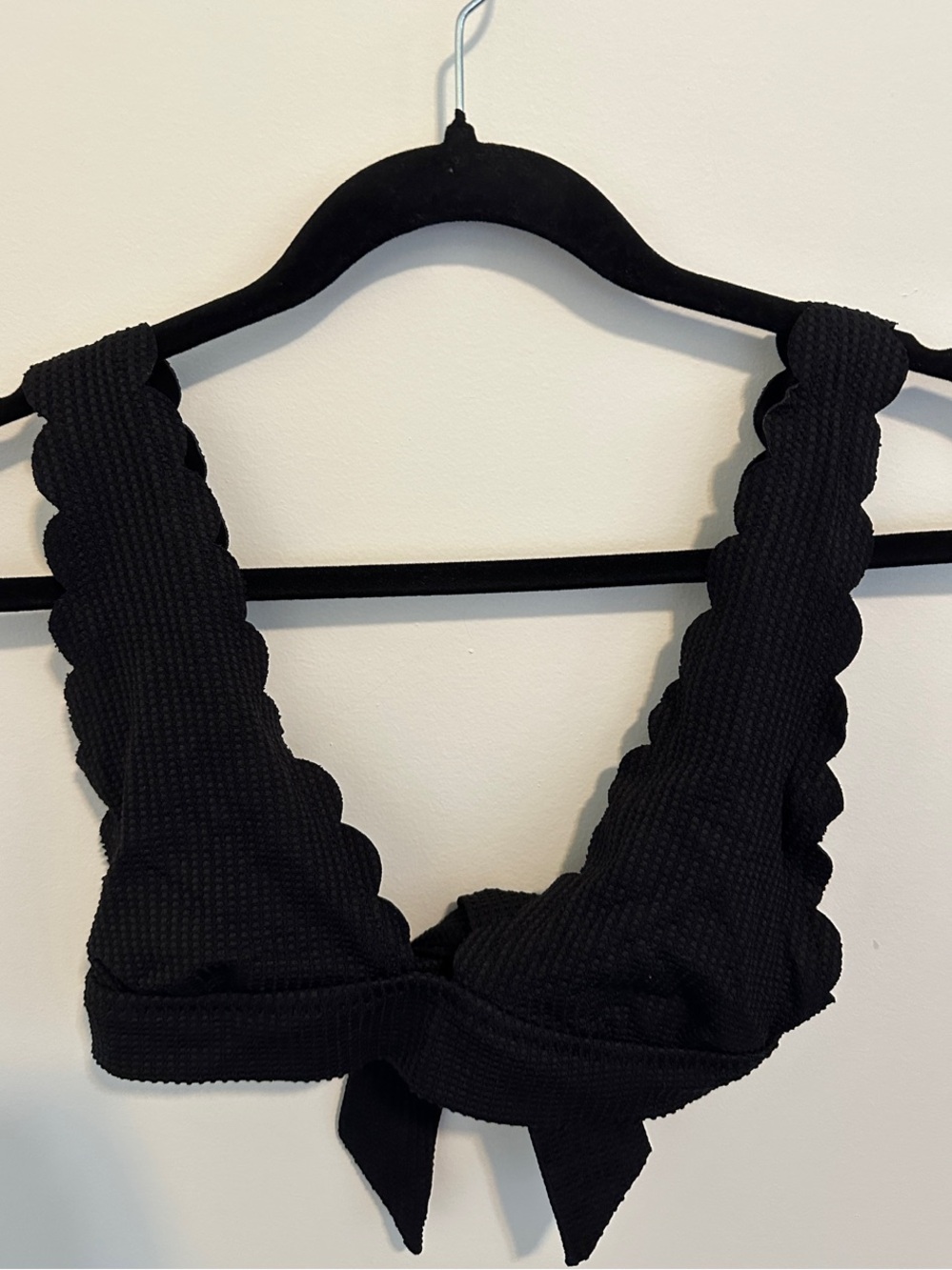 Scallop-Edge Black Bikini Top